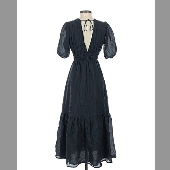 Abercrombie & Fitch Floaty Puff Sleeve V Neck Tie Back Maxi Dress - Size L - Picture 2 of 8